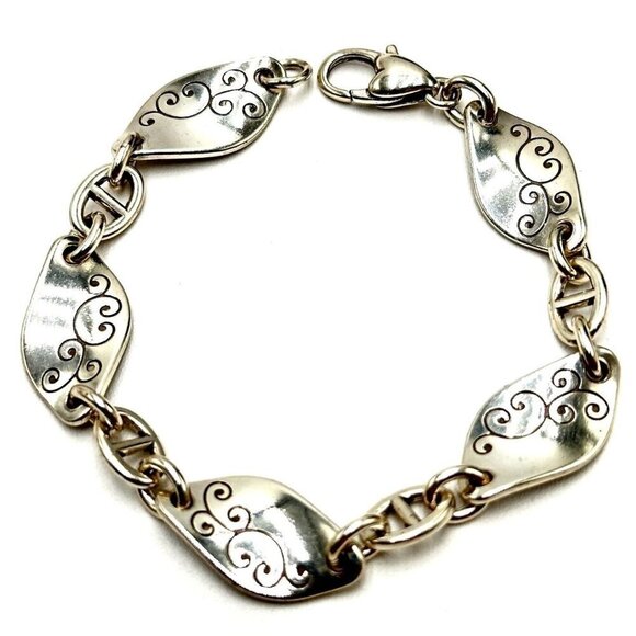 Brighton Scroll Design Silver Plated Chain Bracelet Up to 7 Inches - Picture 1 of 3